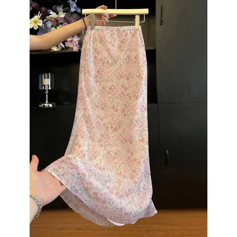 Floral Skirt Women's High Waist Medium and Long Dress