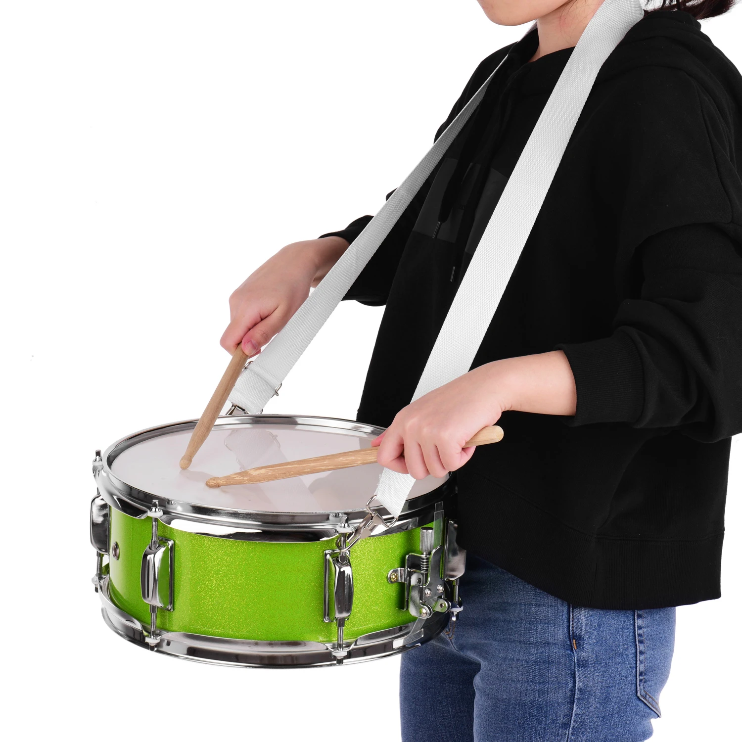 12 inch Portable Snare Drum with Drumsticks Shoulder Strap Drum Key for Student Band Snare Drum