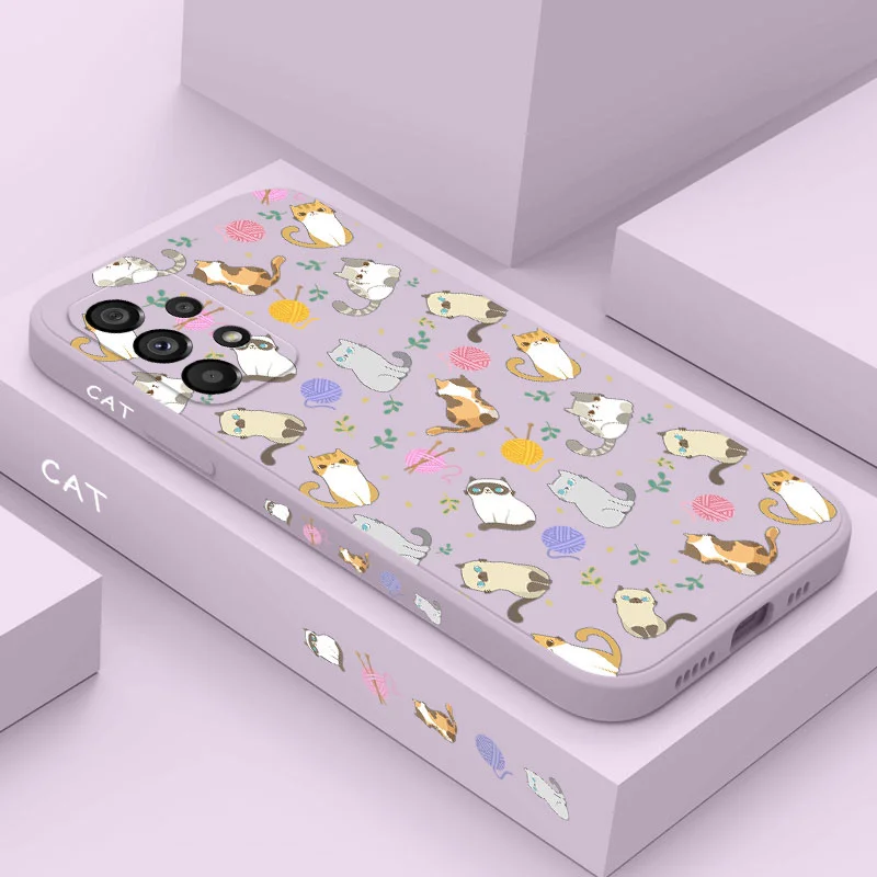 Cat Pattern Phone Case For Samsung Galaxy A57 A37 A27 A17 A56 A36 A26 A16 A06 A55 A35 A25 A15 A05 A54 A34 A24 A14 A04 Cover