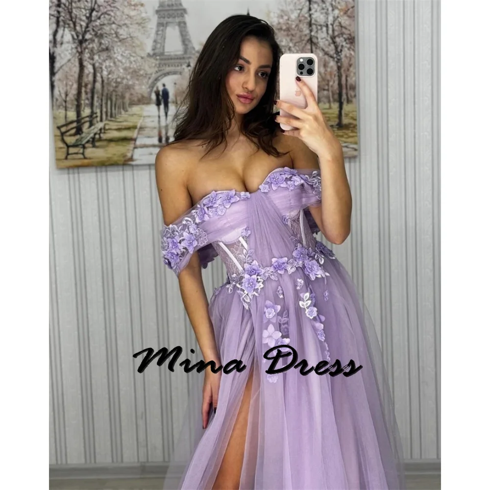 

Mina Off the Shoulder Evening Dresses Woman Elegant Dresses for Women Gala Party Dress Line A Height Measurement Slits Prom 2024