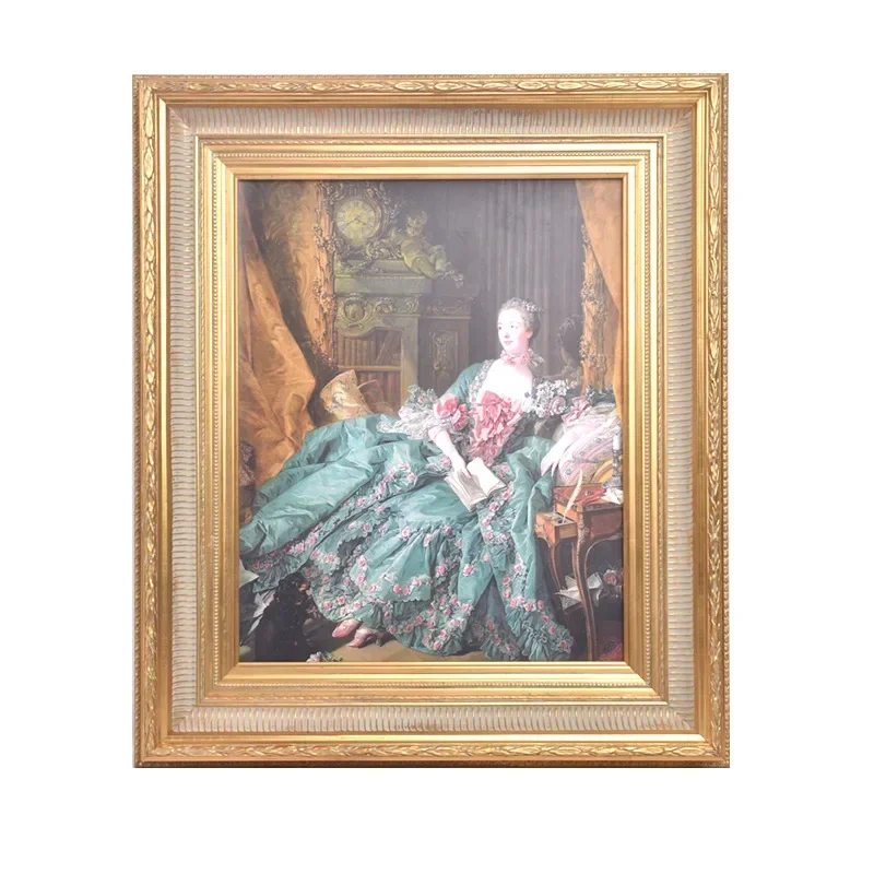 European picture frame photo frame whole solid wood line, gold gold edge retro large size