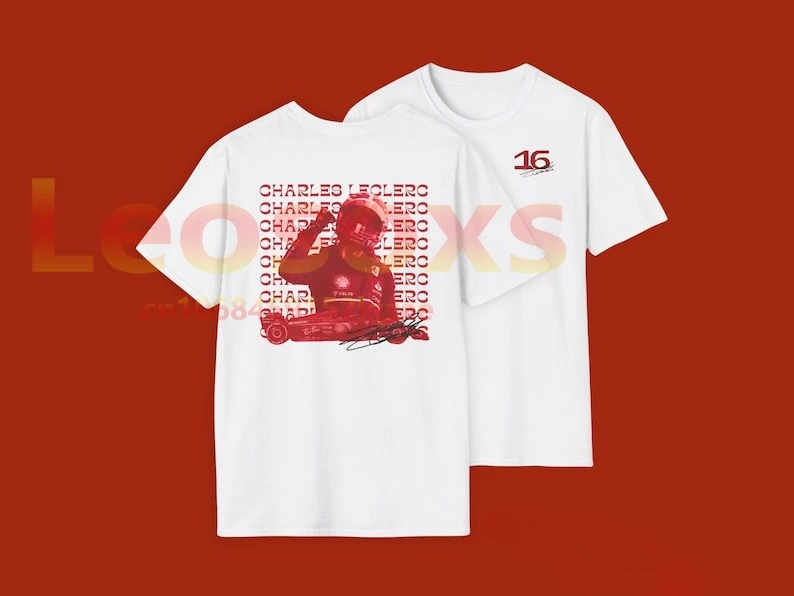 2024 f1 Sommer bequeme Charles Baumwolle T-Shirt lässige Signatur Leclerc bequeme Sport Kurzarm Geschenk