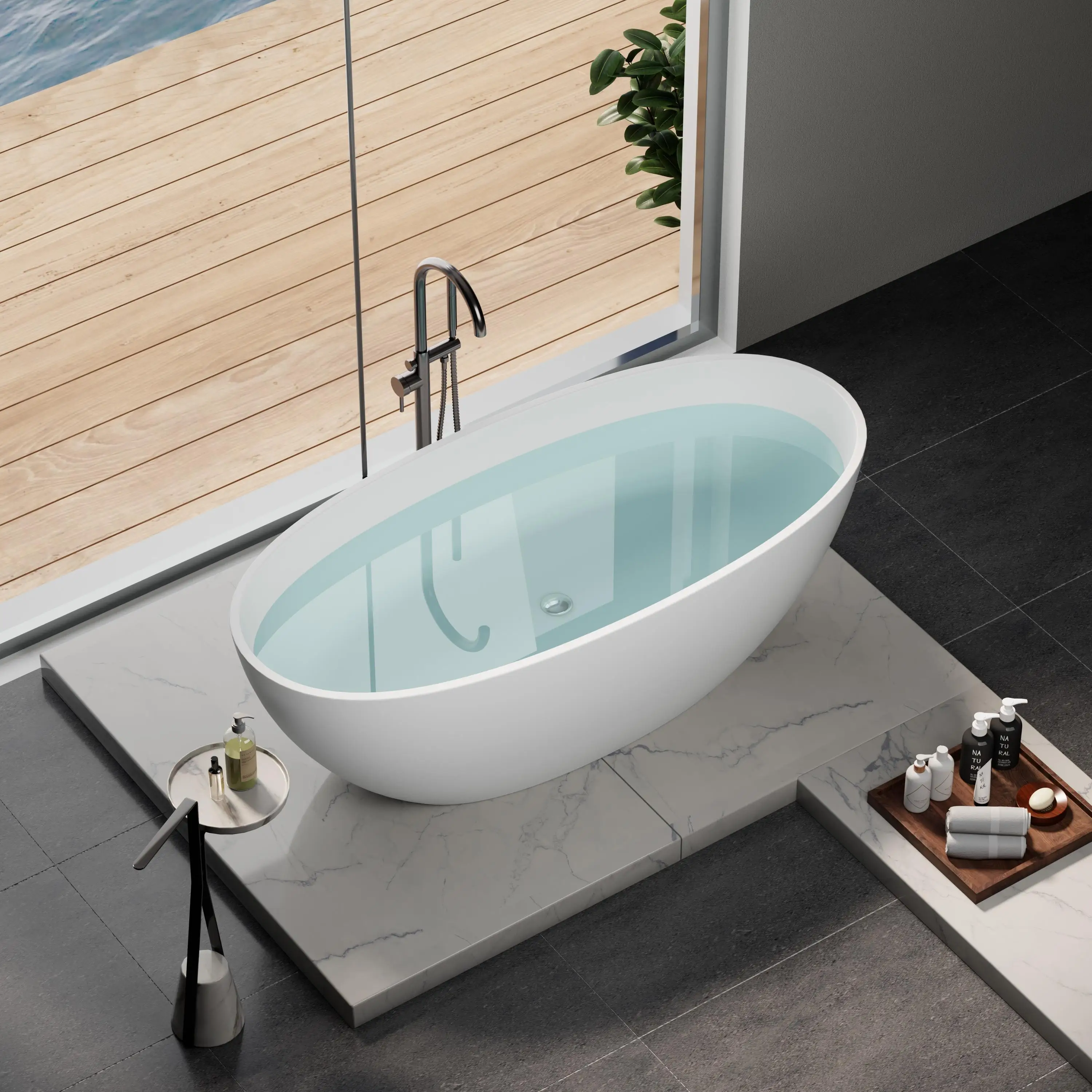 Polymer artificial stone household bathtub independent hotel B & B