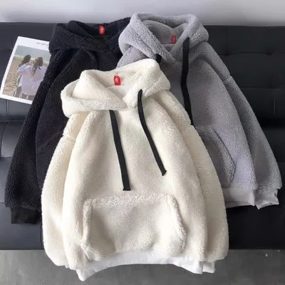 

Women Autumn Winter Hooded Print Fleece Flannel Pullover Female Fashion Sweatshirt Long Sleeve Solid Loose Pocket Thick Hoodies