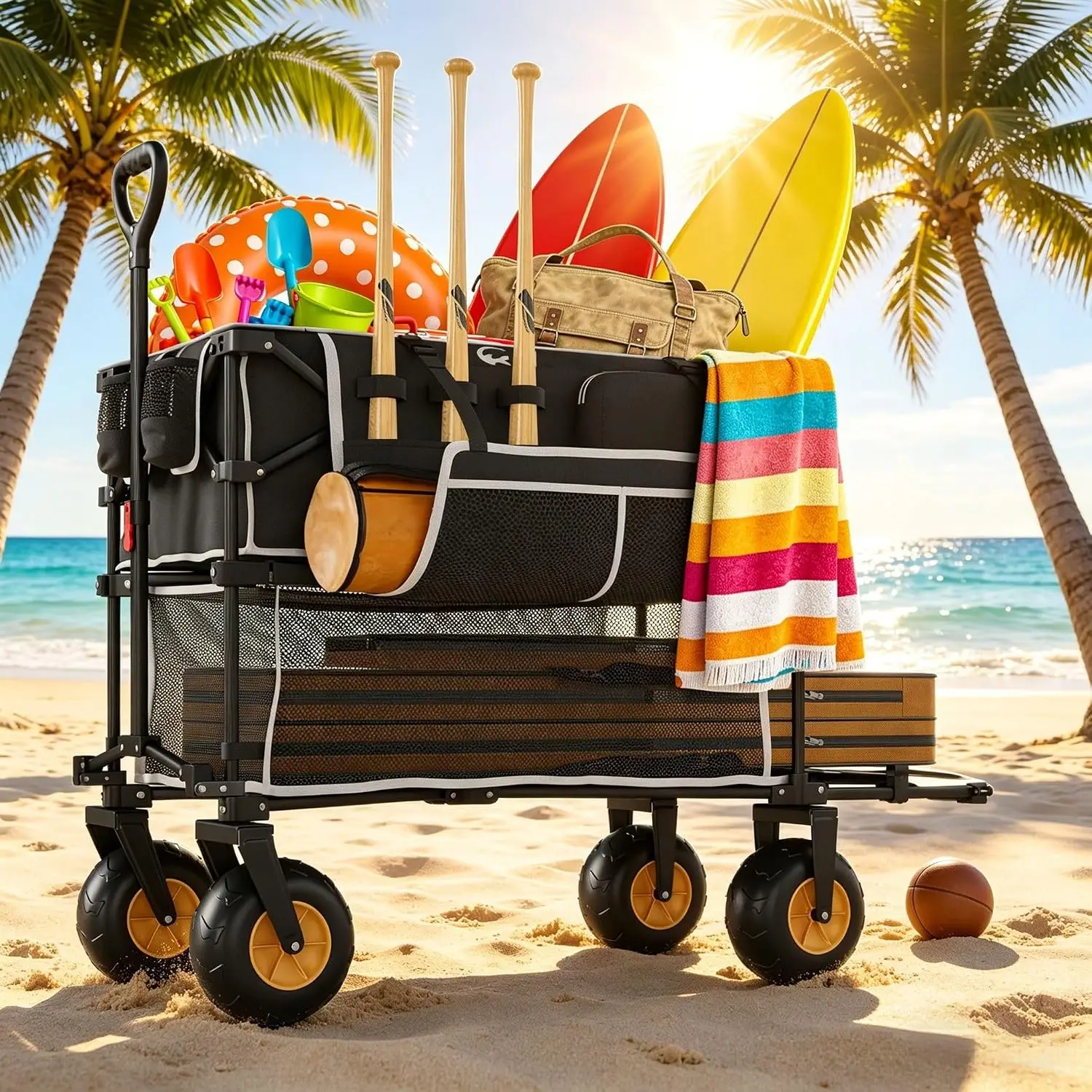 Beach Wagon with Big Wheels for Sand, Double-Decker | 9