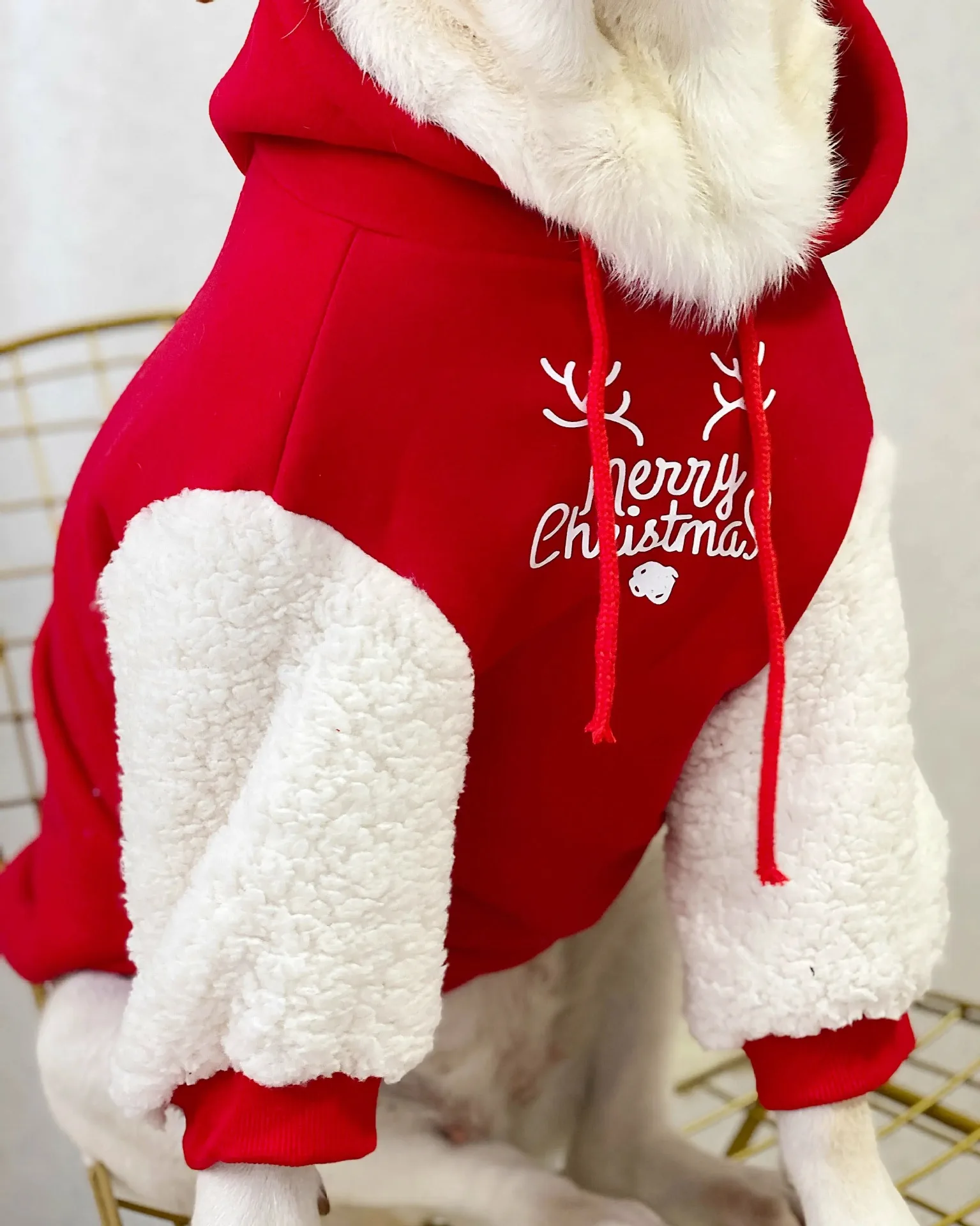 Pet Dog Clothes Winter Warm Cotton Fleece Christmas Fawn Sweatshirt Large Dog Golden Retriever Labrador