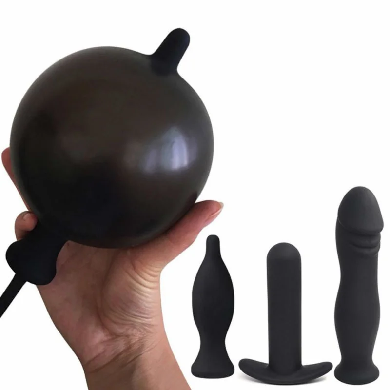 Inflate Butt Plug Silicone Enema Anal Expander Dildo Pump Ass Anal Dilator Expandable Anal Balls Massager For Adult Gay Sex Toys