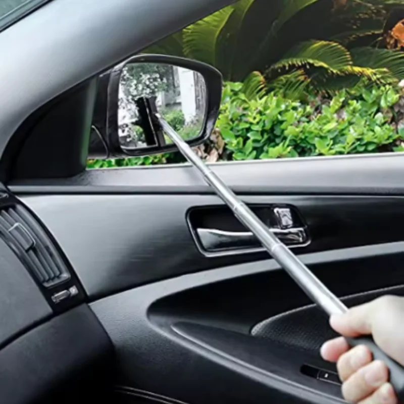Car Rearview Mirror Wiper Cleaning Tool Auto Glass Mist Cleaner Scraper Car Accessories Handle Telescopic Window Cleaning Brush