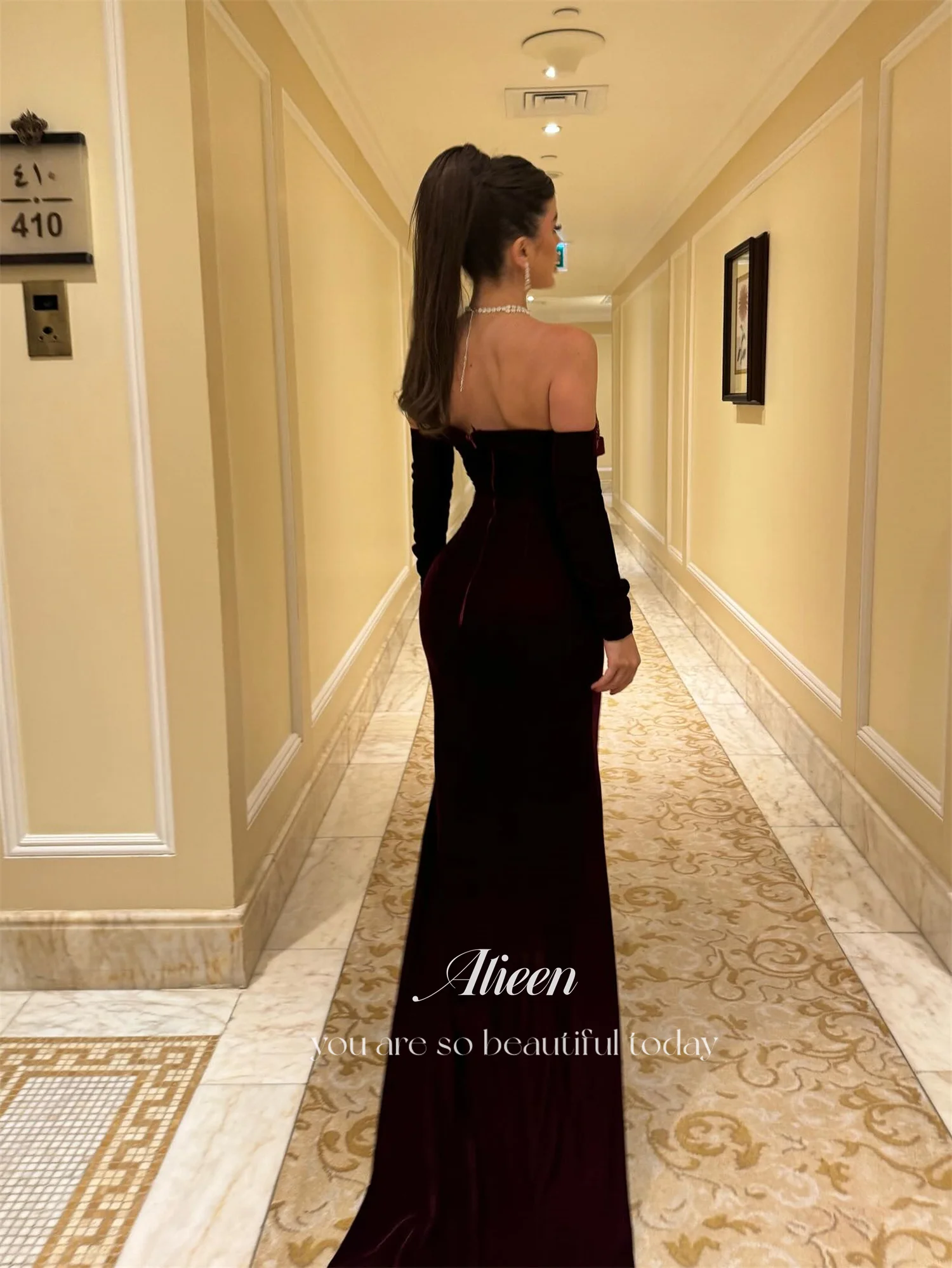 Aileen Bordeauxrode Dames Avondjurk Zeemeermin Damesjurken voor speciale gelegenheden فسات CNN •__ Op maat gemaakte Пла • Pailletten