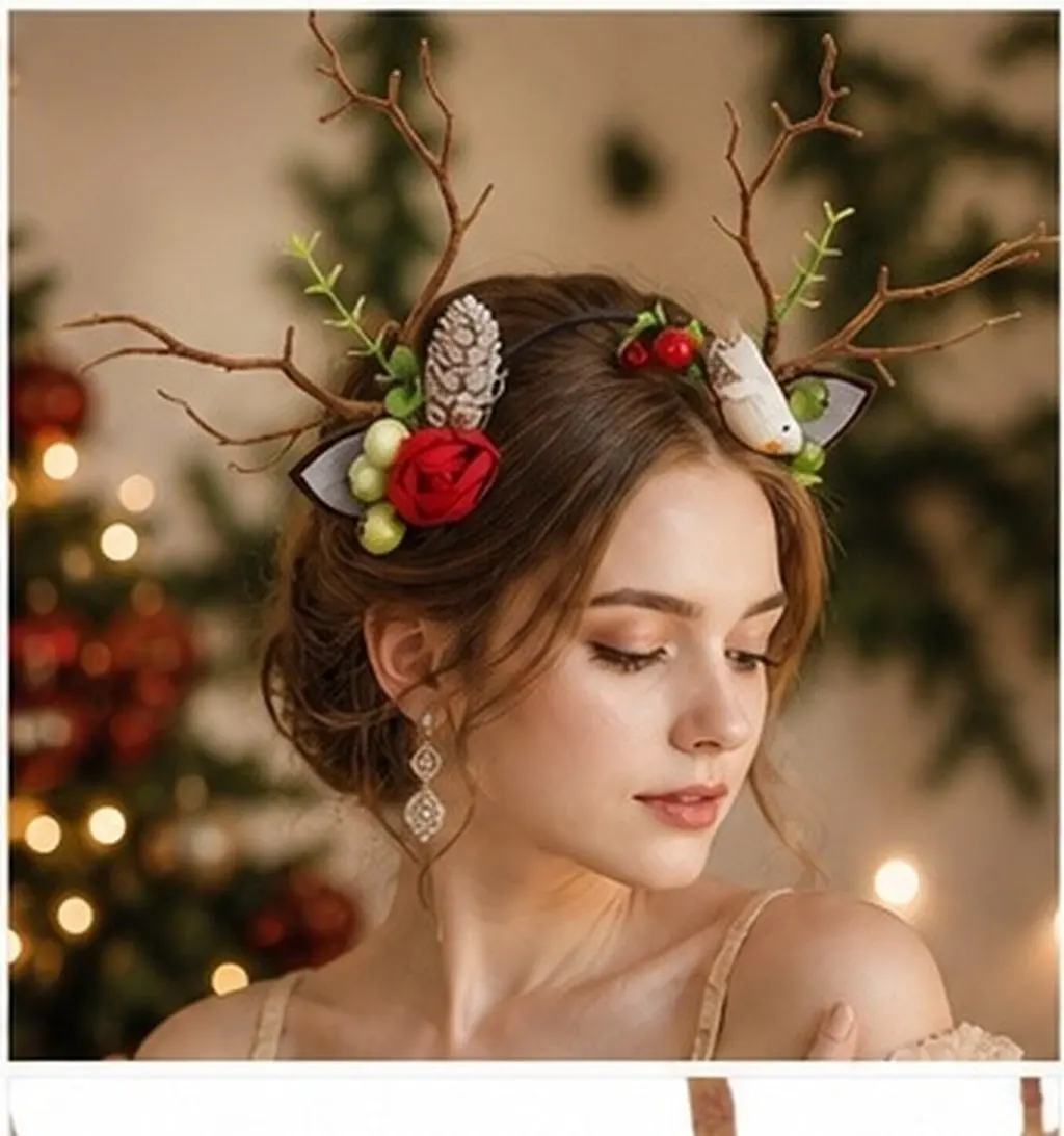 1pc Deer Horn Hair Hoop Creative Antler Headband For Halloween Christmas Party Cosplay Show Festival Wear Eco Friendly Plastic