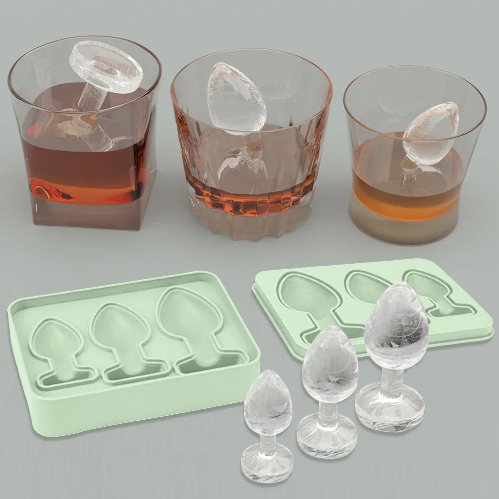 2024 New Adult Prank Ice Cube Mold Trays Fun Butt Plug Shaped Reusable Silicone Ice Cube Molds for Ice Chilling Whiskey Cocktail
