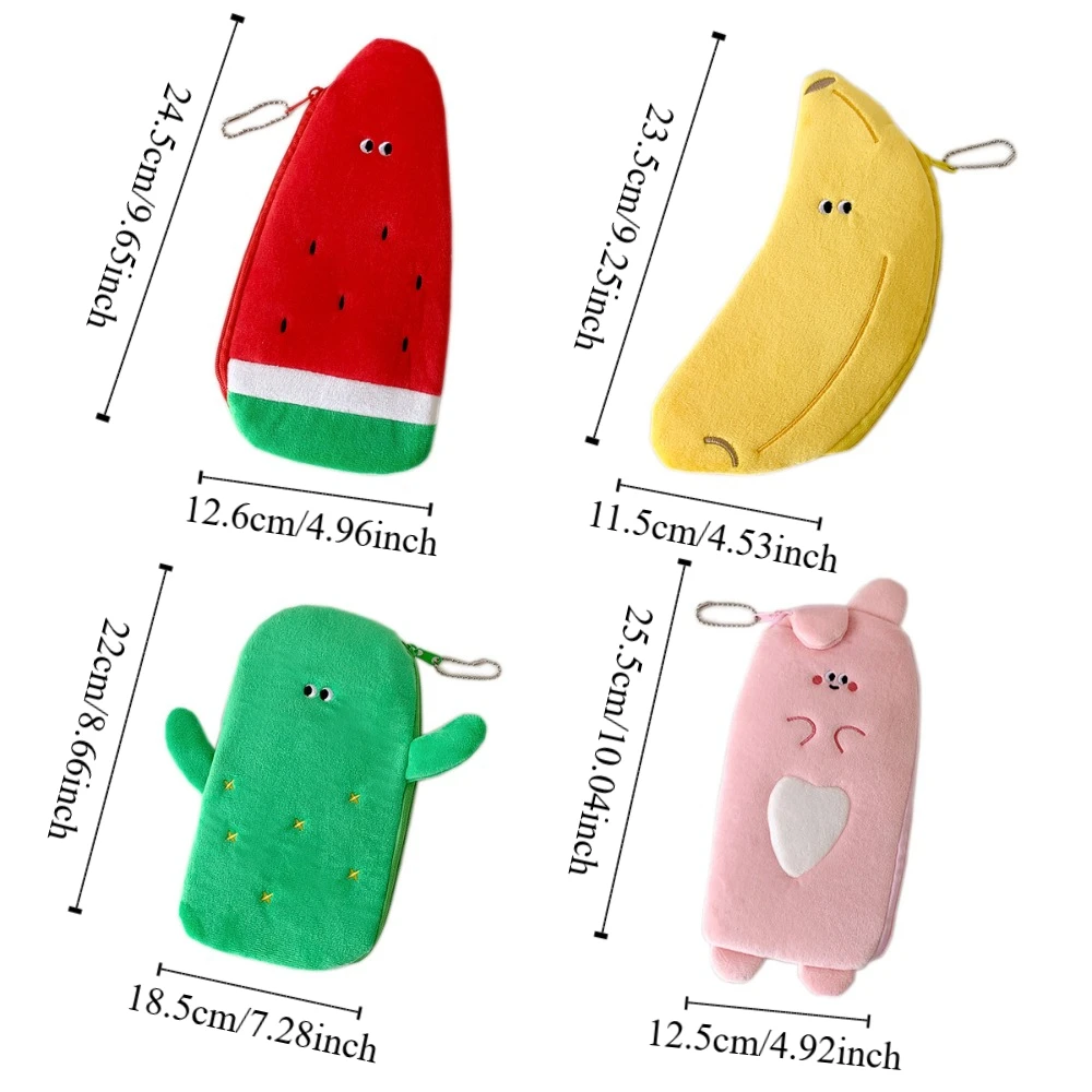 Plush Cartoon Storage Bag Watermelon Banana Desktop Storage Fruit Pencil Pouch Animal Bear Bunny Ins Style