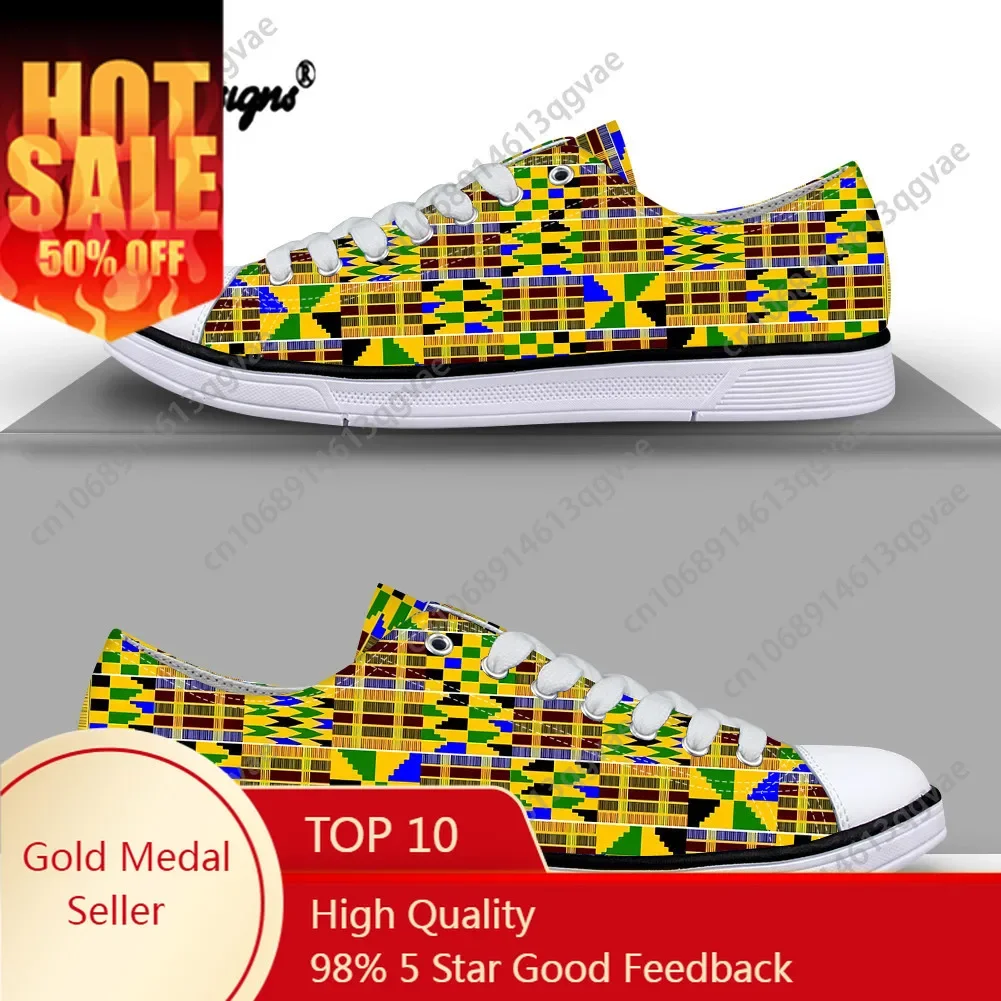 

African Kente Ethnic Prints Low Top High Quality Sneakers Mens Womens Teenager Canvas Light Sneaker Couple Shoes Custom Shoe