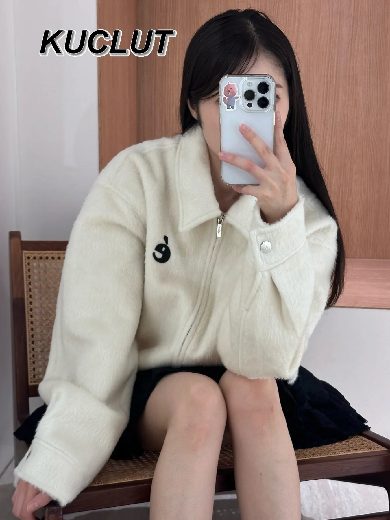 

Японский французский стиль, шерстяная свободная короткая плюшевая флисовая куртка, женские модные повседневные пальто для женщин, осень-зима