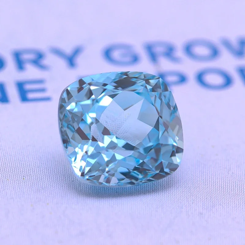Top Lab Grown Aquamarine Colour Square Cushion VVS1 Gemstone Charm Beads Diy Jewelry Making Materials Selectable AGL Certificate