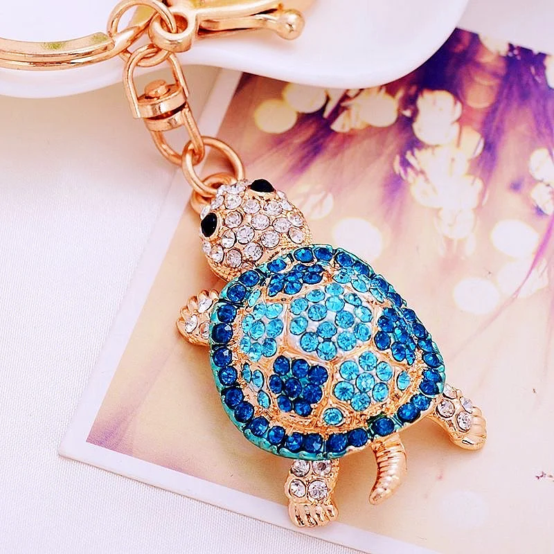 Wholesale Tortoise Keyrings Crystal Keychains Lovely Turtles Bag Pendant For Car Keyfob