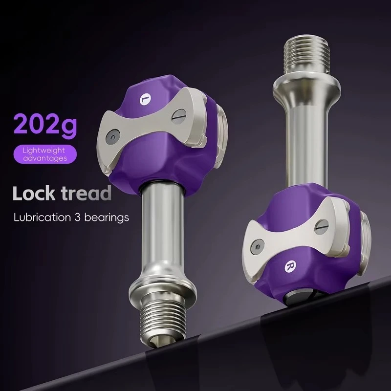 202g Lightweight 3-Bearing Clipless Bicycle Pedals Lollipop Shape Road Bike Pedals With Anti-Slip Structure Cycling Parts
