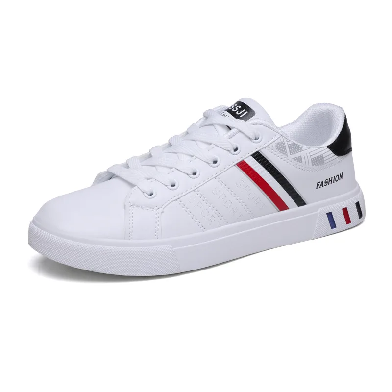 Zapatillas deportivas informales para Hombre, zapatos ligeros de cuero, transpirables, planos, blancos, Tenis, 2023