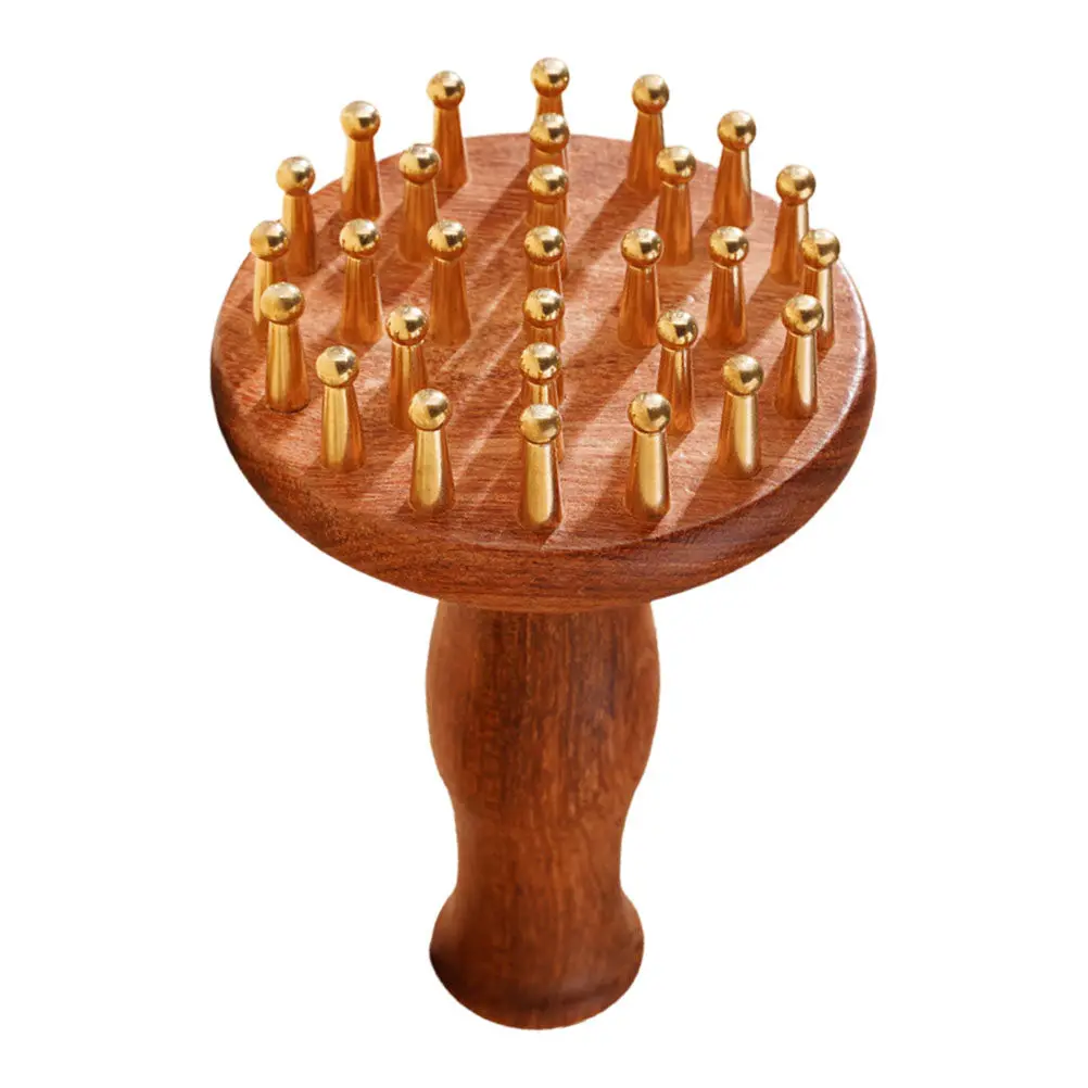 

Массажная щетка из сандалового дерева и латуни для меридианов, с деревянной ручкой, эргономичная, для ухода за телом, кожей головы и волосами, инструмент Гуаша для расслабления и точечного массажа