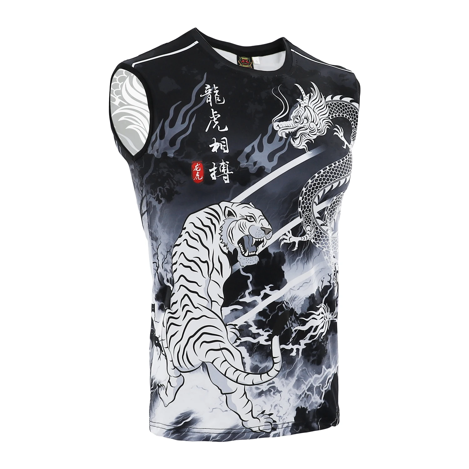 MMA Camping Fighting Dragon Tiger Thai Boxing Sanda Sleeveless Quick Dry Boxing Set Jujutsu Running Training Sports Gym