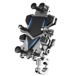 Universal Motorcycle Phone Holder Alloy Shock-Absorbing 360° Rotation GPS Clip Motos Bike Mobile Phone Navigation Holders A008