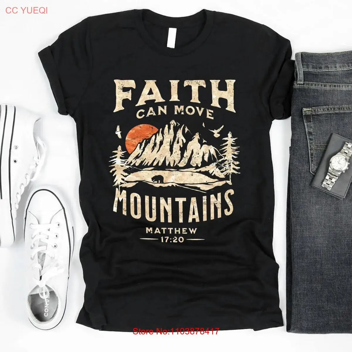 Вера может двигать горы, религиозную Библию, христианский Иисус, Христианский подарок, футболка