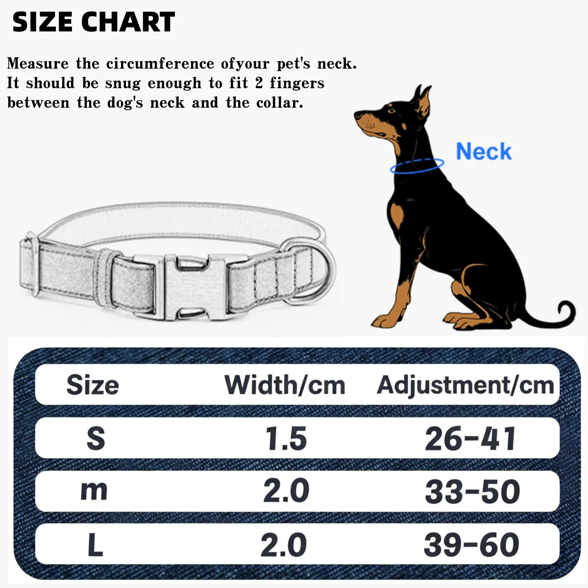 Maßgefertigtes Denim-Hundehalsband Gravierte Hundehalsbänder Verstellbares Haustier-ID-Halsband Langlebig für Kleine Mittlere Große Hunde – Detail 2