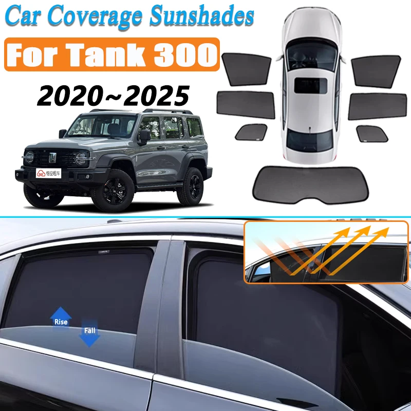 

For GWM Tank 300 Accessories 2020 2021~2024 2025 Wey 330 Magnetic Car Sunshade Shield Windshield Curtain Side Window Sun Shades