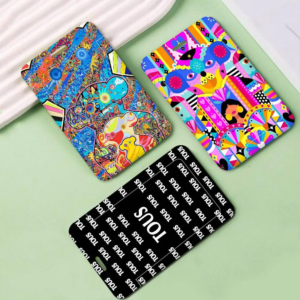 Cute T-TOUSes Bear 1Pcs Work Name Card Holders Business Work Card ID Badge Lanyard Holder Men Women ID Business Case