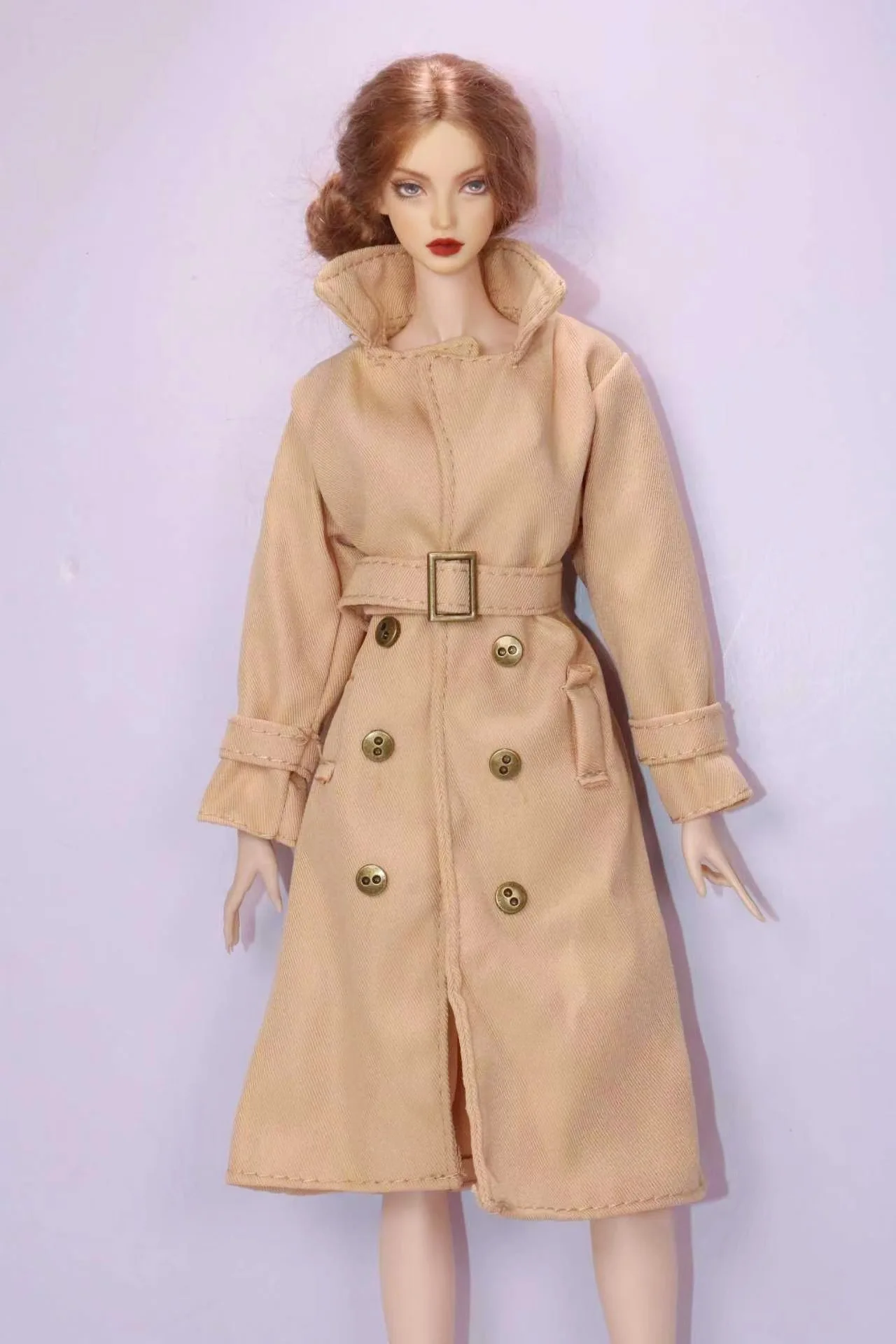 Long Trench Coat Outfit Set with Belt & Boots, Doll Clothes Accessories for 30cm BB FR Doll Dress Up Toy Parts
