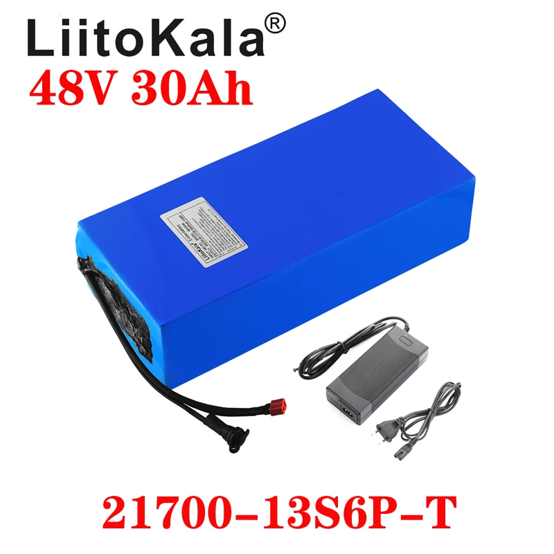 LiitoKala 48V 30Ah 21700 5000mah 13S6P Lithium ion battery Scooter Battery 48v 30ah Electric Bike Battery XT60 48V5A charger