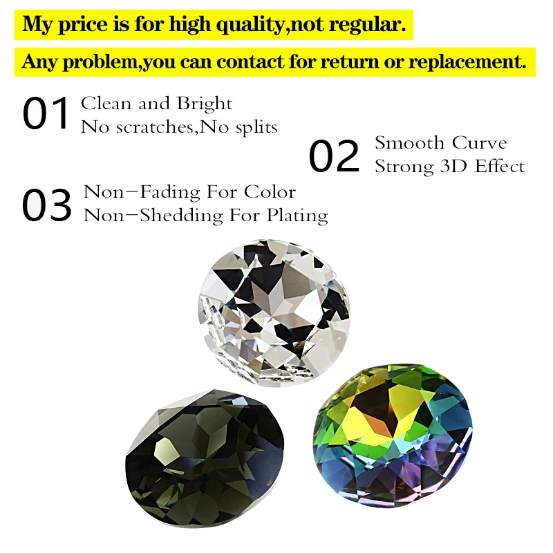 Round Rhinestone Applique K9 Crystal Fancy Stone Glass Strass Diamond For Clothes Dress Jewelry Art Decoration DIY Gems 27mm