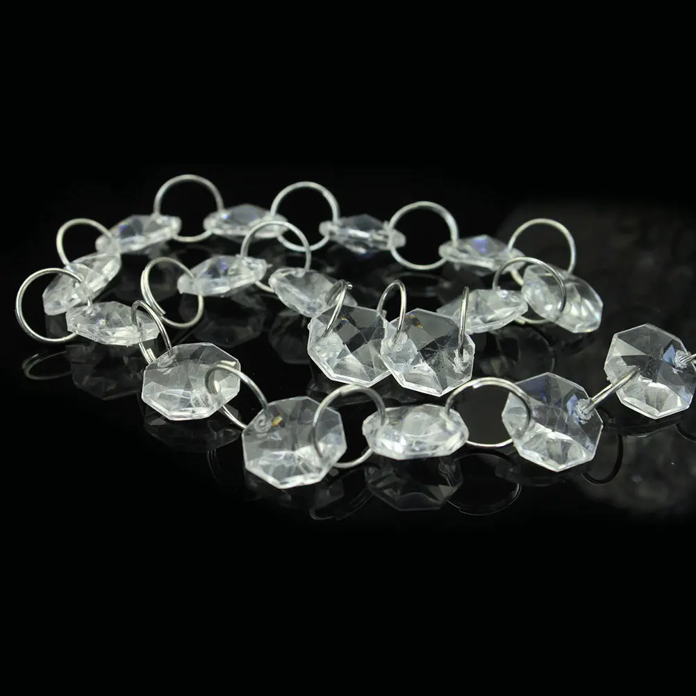 

10M Crystal Clear Beads Chain 14Mm Octagonal Acrylic Strands for Hanging Curtain Wedding Baby Room Christmas Tree Decoration