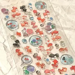 Goldfish Crystal Drop Adhesive Sticker, Ins Transparent Cute 3d Handbook IPad Mobile Phone Decoration DIY Sticker