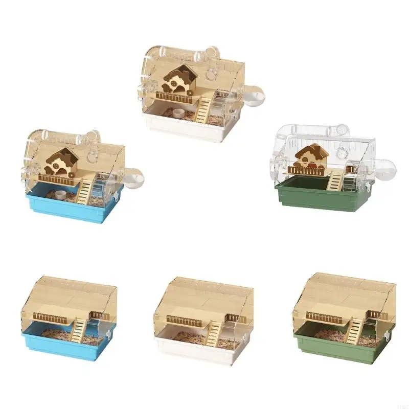 

Transparent Hamster Cage With Accessories Multifuntional Design Garden Styles Habitat Cage for Small Pet Entertainment 193C