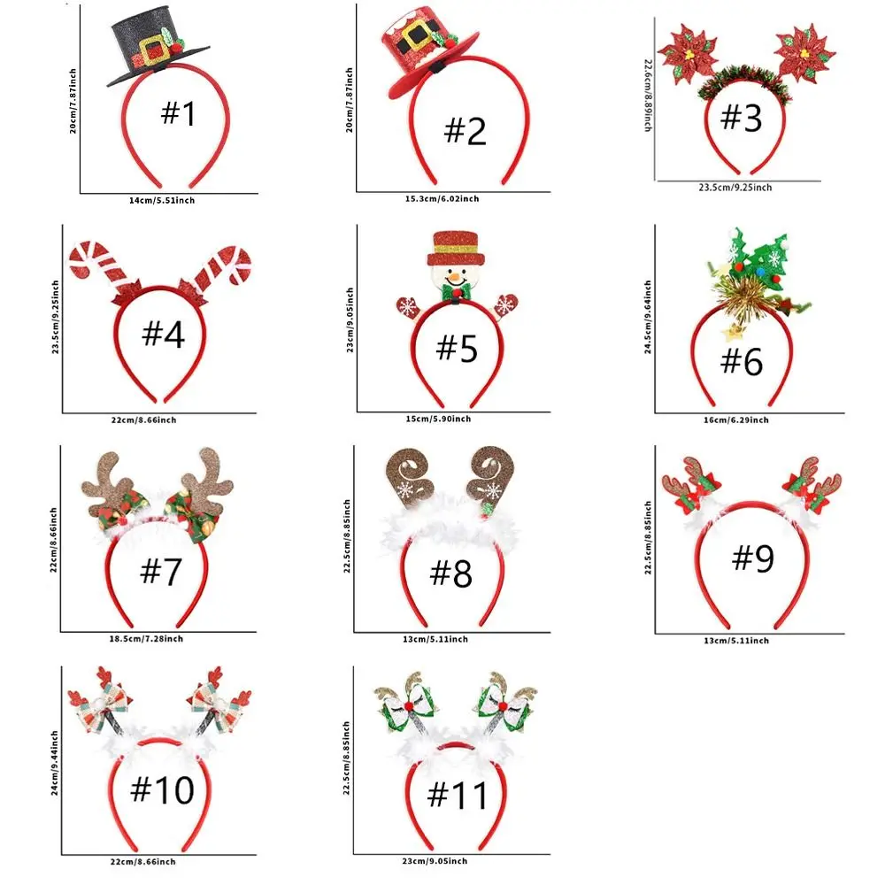 لطيف عيد الميلاد Headbands ثلج الرنة سانتا قبعة قرون تأثيري Headbands عدم الانزلاق مهرجان ورأى عيد الميلاد الشعر هوب #6