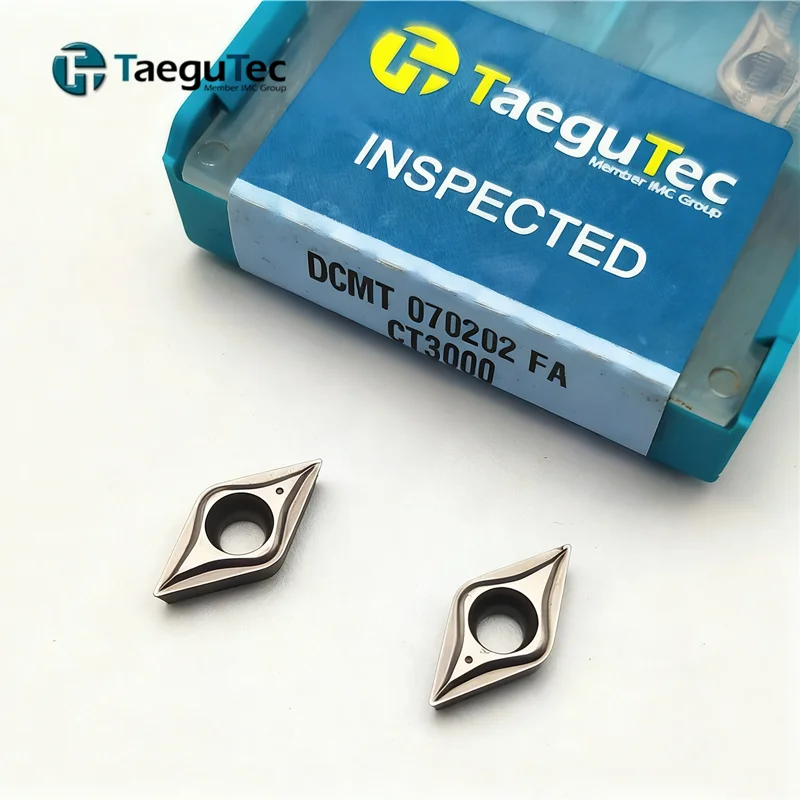 

Taegutec Original Dcmt070202 070204 Dcmt11T302 11t304 -Fa Ct3000 Tt9080 Pv3010 Carbide Inserts Cnc External Turning Tool