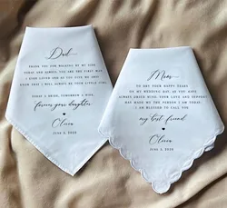 Custom Wedding Hankerchief set,Father and Mother of the bride gift from daughter Wedding gift ,for Dad and Mom Hankerchief gift