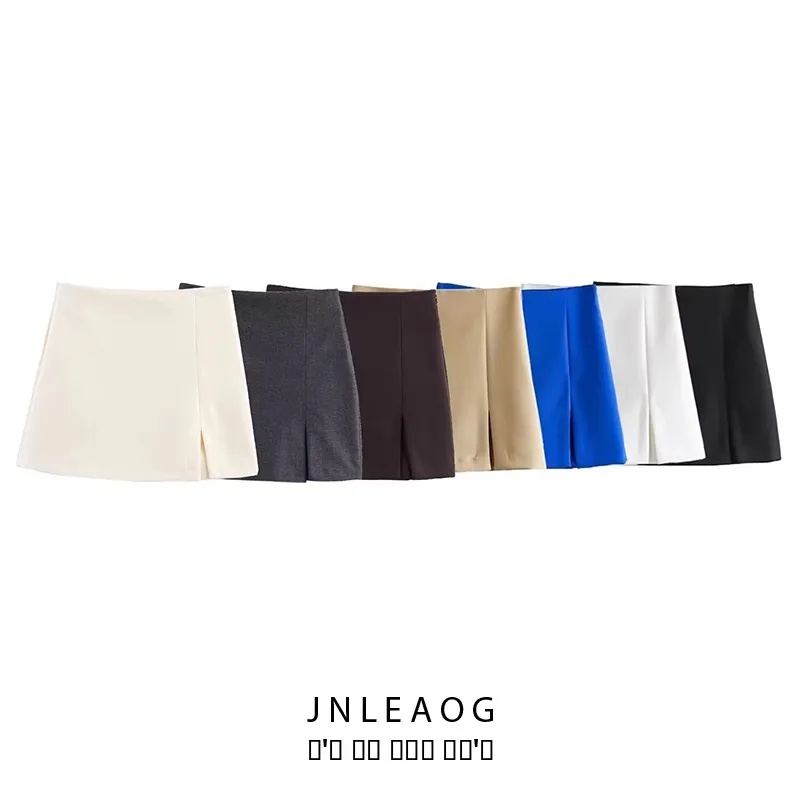 

Faionable High-Waisted A-Line Skirt Pants with Slit for Women Spring New Sle Polyester Fabric Easy to Wear Daily Skirt