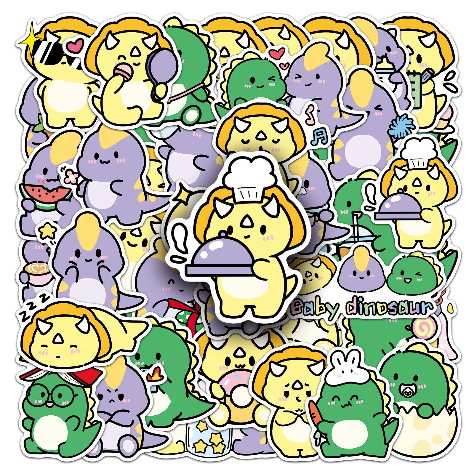 

10/50PCS little dinosaur graffiti sticker cartoon cute creative Guka decorative water cup mobile laptop waterproof sticker
