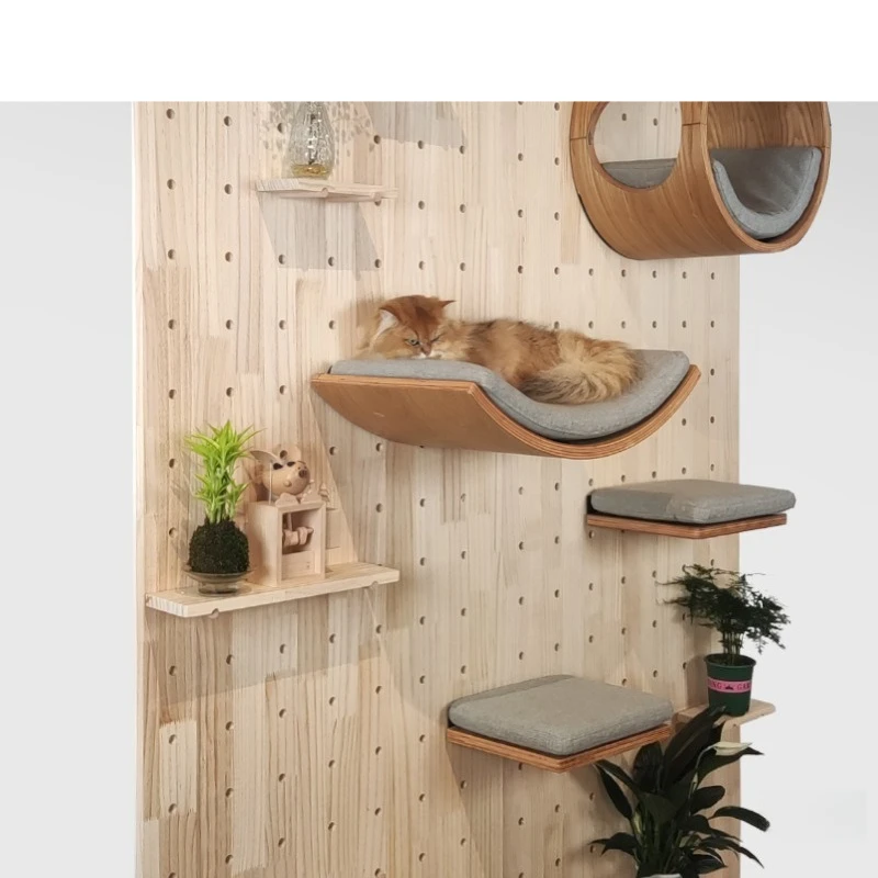 Hole plate shelf accessories Solid wood pet cat Wall type cat jumping platform cat climbing frame Leidezhu