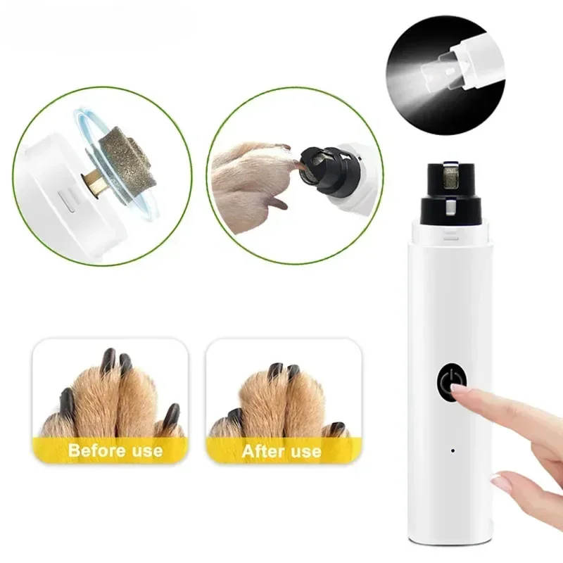 Electric Dog Cat Nail Clippers Rechargeable USB Charging LED Light for Pet Dog Quiet Nail Grinders Paws Nail Grooming Supplies