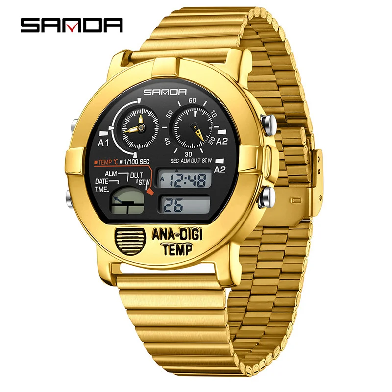 SANDA SD3371 Men's Leisure Watch Multifunctional Thermometer Stopwatch Timing Men's Electronic Watch