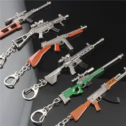 Game PUBG  keychain Cosplay 98K SCARL AWM Model Key chains Metal Alloy Key Ring Key Holder 12cm For Souvenir Gift
