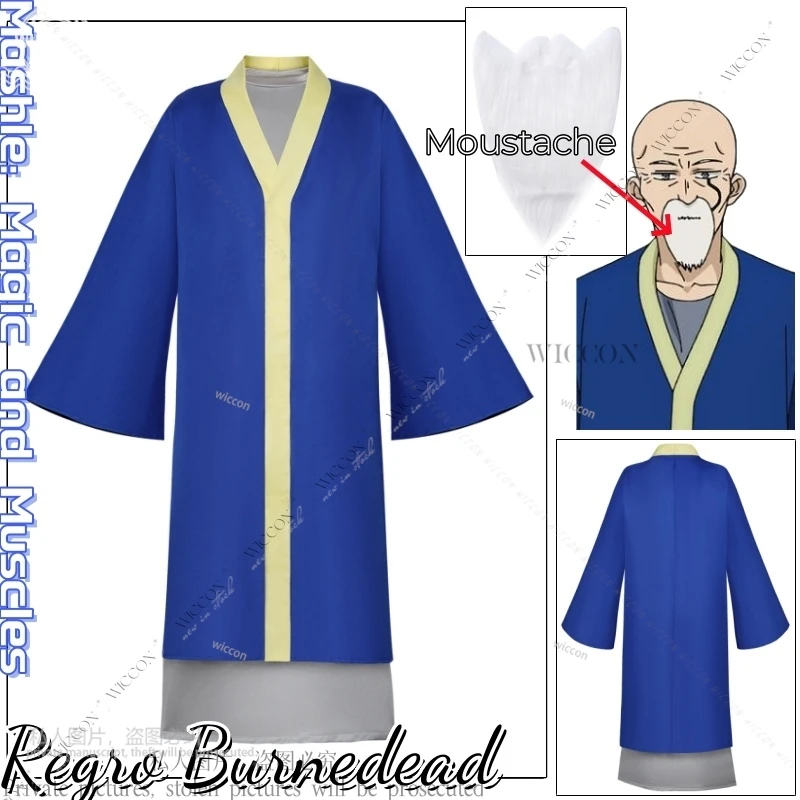 Regro Burnedead Anime Cosplay Costume pour hommes et femmes, Magie et muscles, Cape à moustache, Manteau, Sous-vêtement