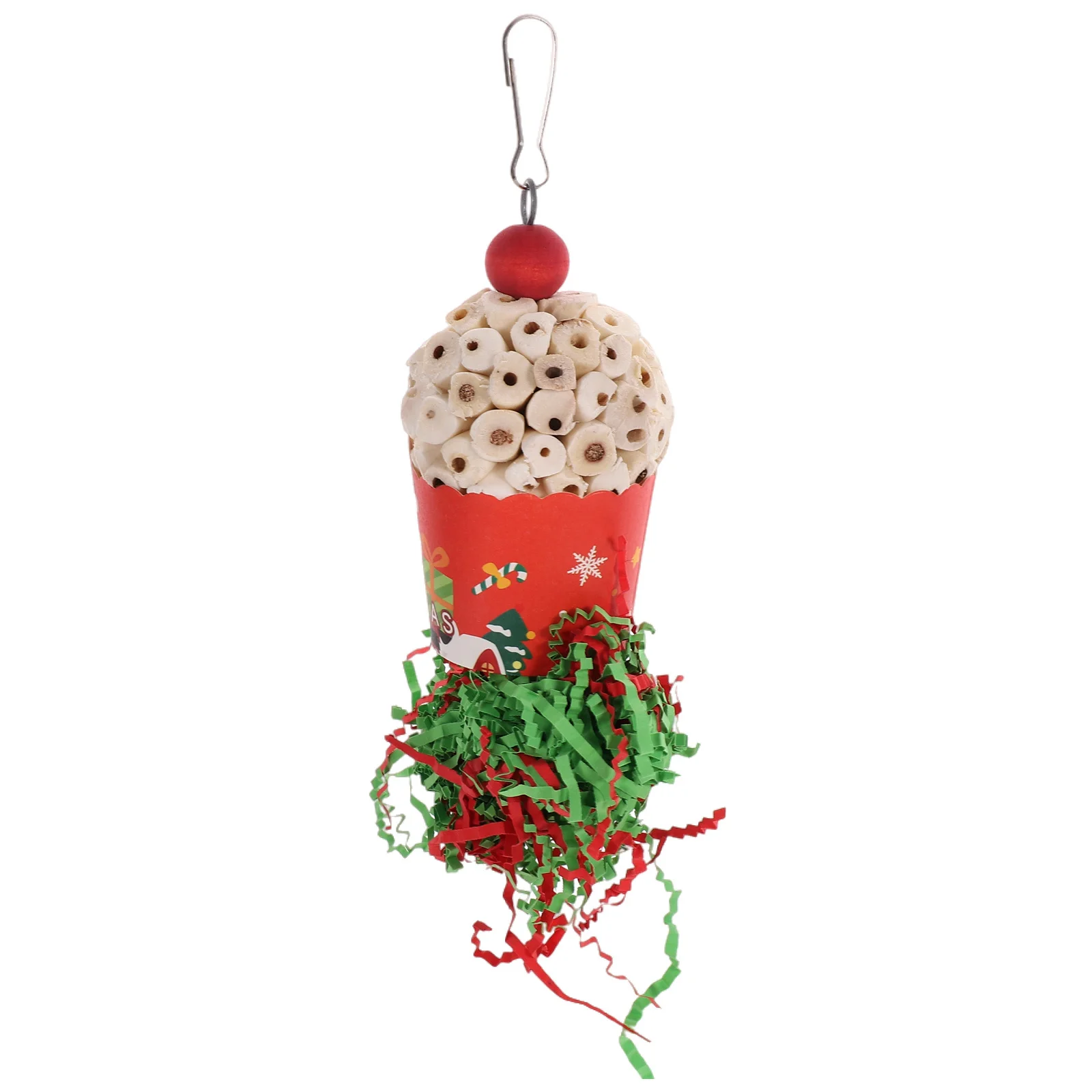 

Xmas Parrot Hanging Chewing Plaything Strong Bite Resistant Birdcage Hanging Accessory Fun Pet Chew Decor Bird Toy
