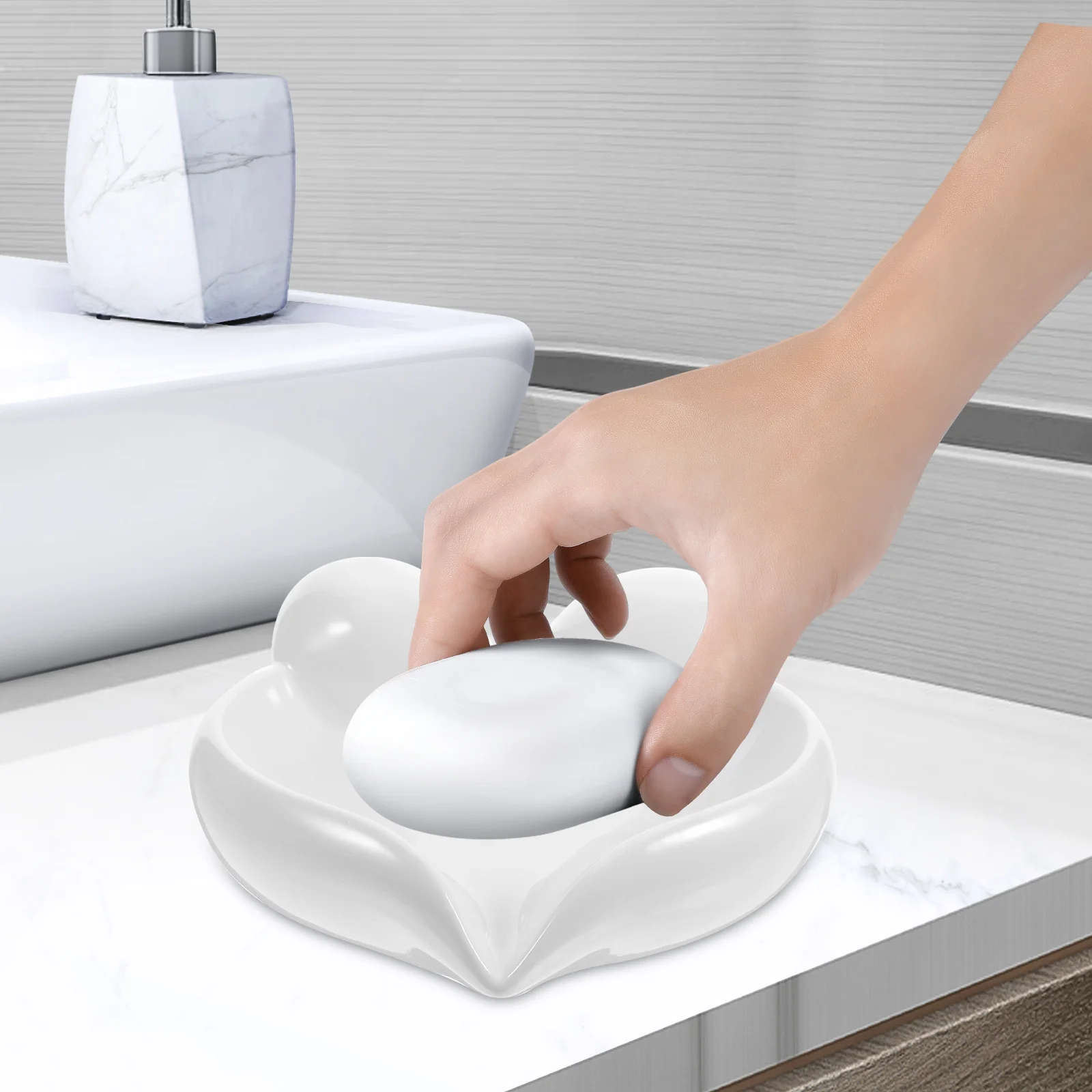 

Ceramic Soap Dish Bowknot Design Home Bath Kitchen Soap Tray Draining Rack Exquisite Decor Practical Storage Box