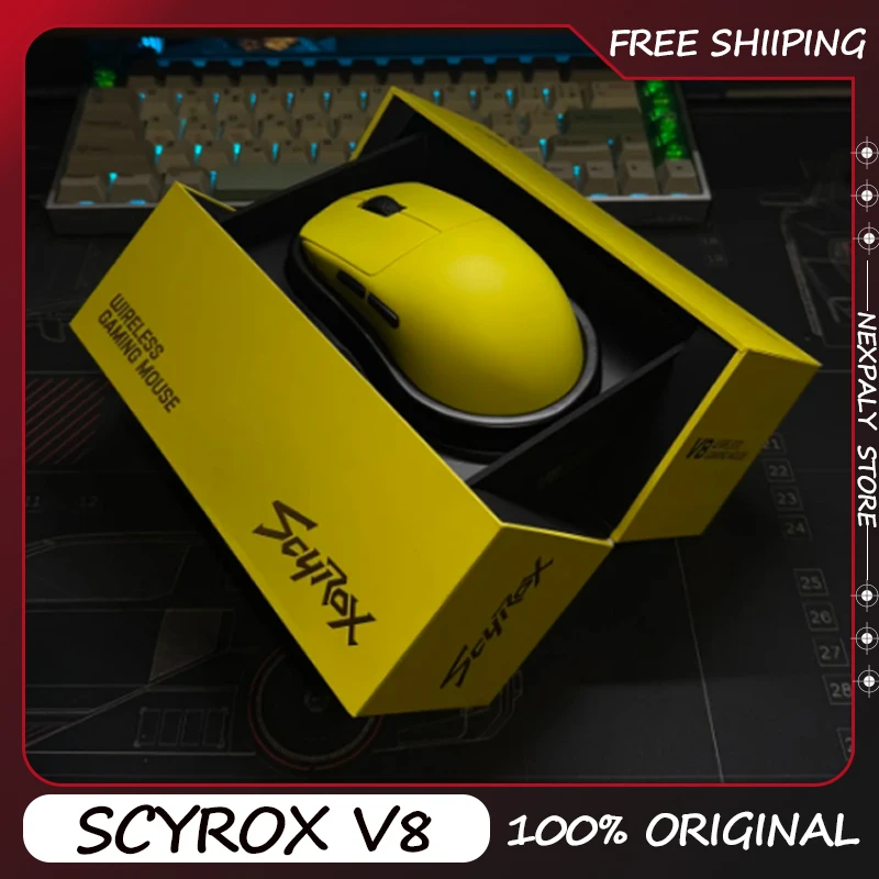 SCYROX V8 8K Wireless Ultra-Lightweight 36g Gaming Mouse Ergonomics PAW3950 E-Sports Gamer Valorant Gaming Mouse 100% Original