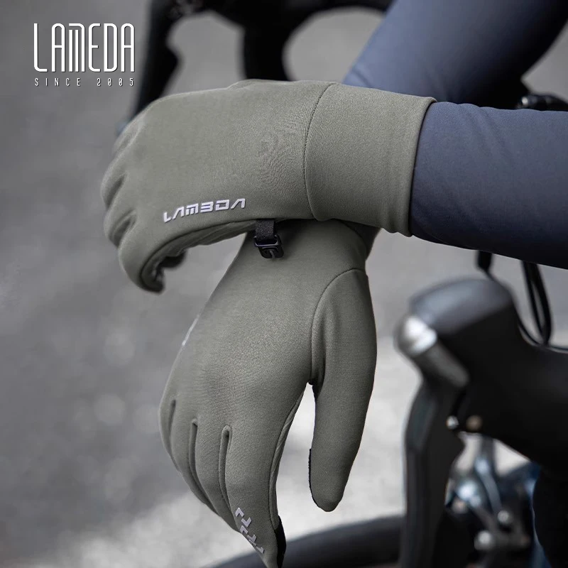 LAMEDA New Cycling Gloves Winter Windproof Fleece Warm Men Women Bicycle Full Finger Gloves Shock Absorption Touch Screen MTB Ro