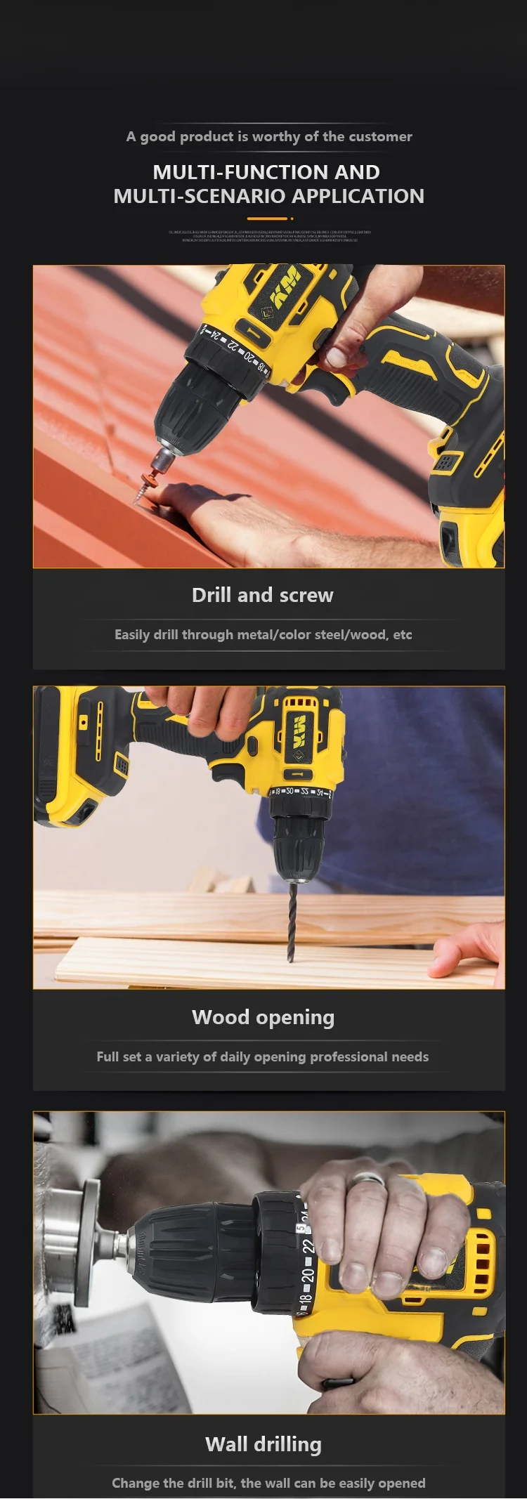 Cacciaviti elettrici portatili con batteria ricaricabile personalizzata JBS Set di trapani a percussione a batteria Kit di cacciaviti elettrici portatili